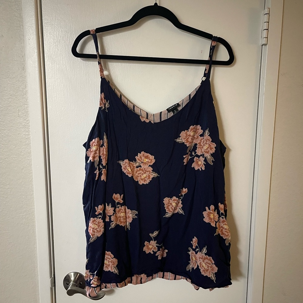 Torrid Floral Blue Pink Relaxed Camisole
